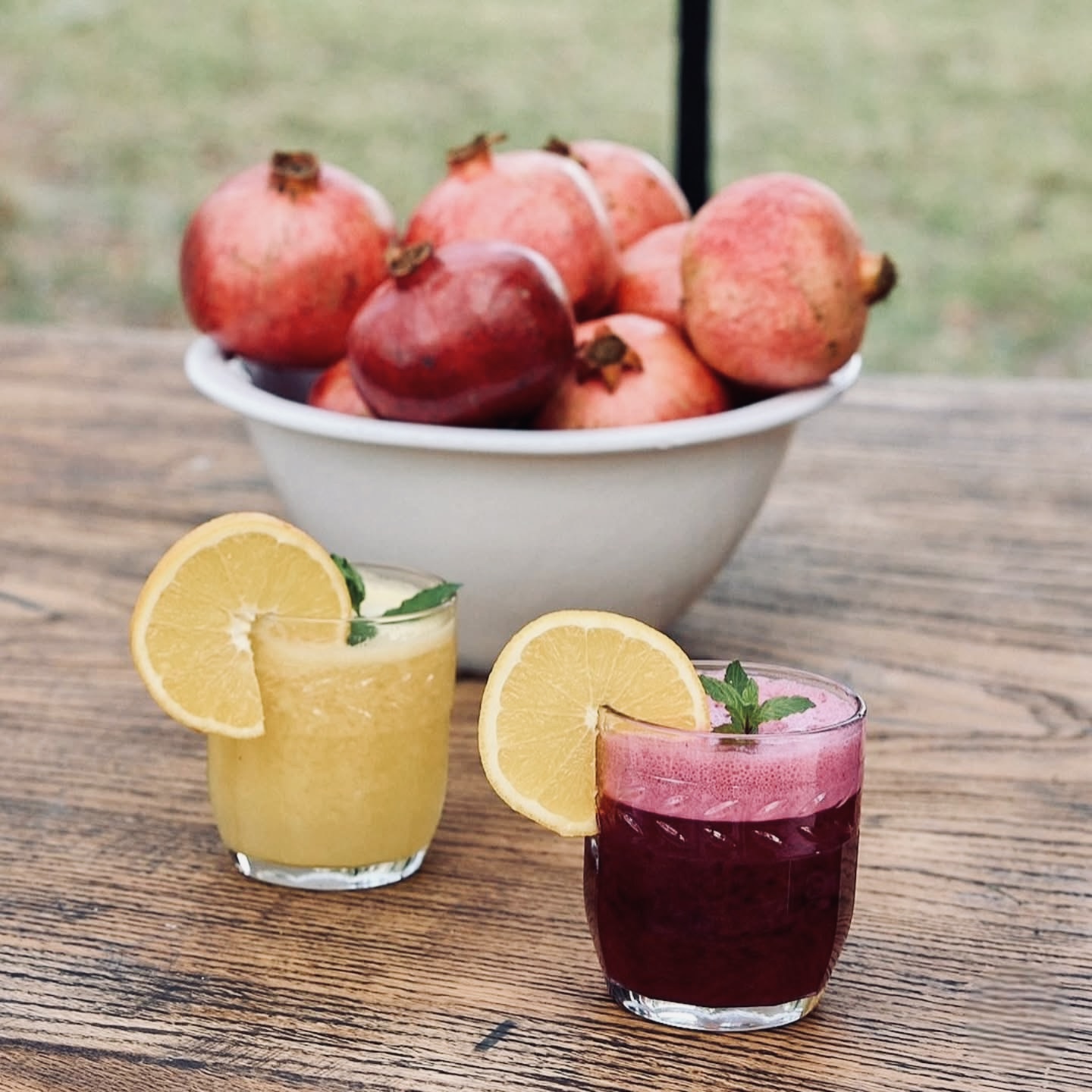 Farm-fresh juices with pomegranates